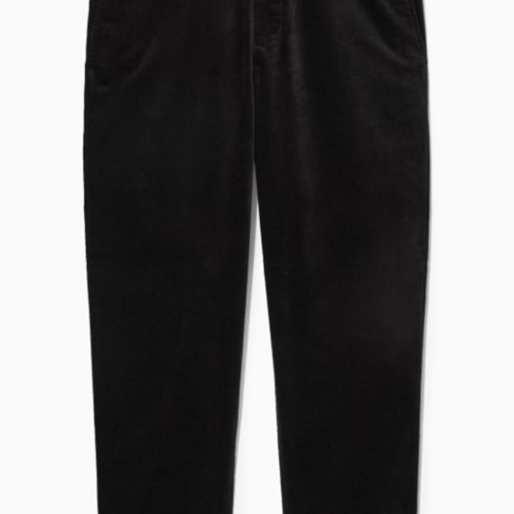 COS black regular cotton-moleskin straight-leg trousers size 2